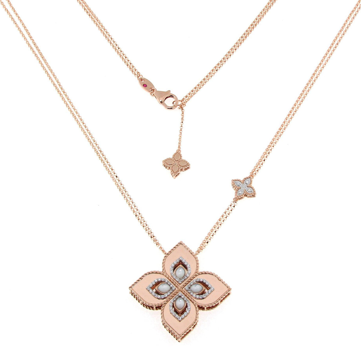 Roberto Coin | Rose Gold Diamond MoP Princess Flower Necklace - 3.5cm ...